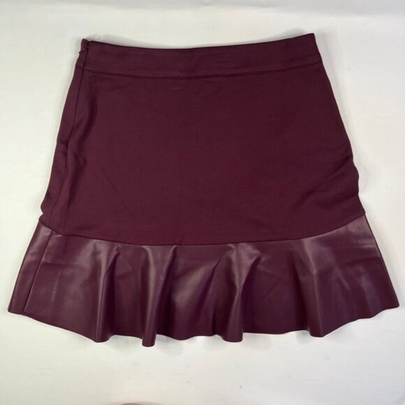 NWT MICHAEL MICHAEL KORS Cordovan Mixed-Media‎ Flare Mini Skirt Faux Leather - Picture 3 of 10